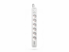 Napájecí lišta KERG s jističem - 6 zásuvky 3USB 16A 3m
