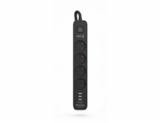 Napájecí lišta KERG s jističem - 4 zásuvky 3USB 16A 1,5m