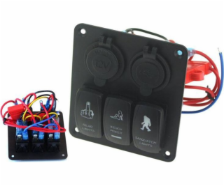 TurboWorks Switch Panel 12/24V ON-OFFx3, 1xZ, 2xUSB 3.1A,...