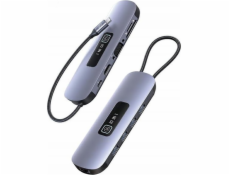 USB HUB Usams USAMS Adaptér HUB 10in1 3xUSB 3.0/TF/SD/USB-C/HDMI/RJ45/VGA PD100W šedý/zakalený SJ644HUB01 (US-SJ644)
