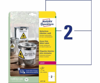 Etikety AVERY Avery Zweckform 210mm x 148mm, A4, matné, b...