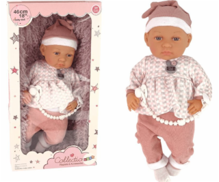 LeanToys Baby Doll 46 cm Růžová deka na dudlík Peří