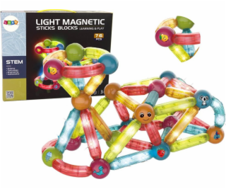 LeanToys světelné magnetické výukové bloky sada 76 kusů
