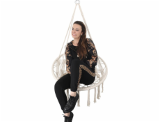Saska Garden OPELOVANÁ HOUPACÍ SÍŤKA ZÁVĚSNÉ KŘESLO ČAPÍ HNÍZDO 80x60CM BÍLÁ NOVÝ STYL