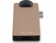 USB HUB LMP Kompaktní dokovací stanice USB-C 4K 8 portů, HDMI, Mini-DP, Eth., USB 3.0, SD/microSD, USB-C, Alu., zlatá *Novinka