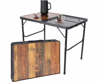 vidaXL SKLÁDACÍ KEMPINGOVÝ STŮL 90X60X36-68CM OCELOVÁ SÍŤ...