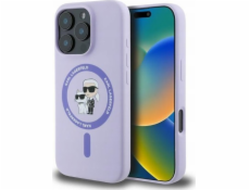 Karl Lagerfeld Pouzdro KARL LAGERFELD pro IPHONE 16 Plus kompatibilní s MagSafe KLHMP16MSCMKCRHU (Silikonový KC Body Ring) fialový