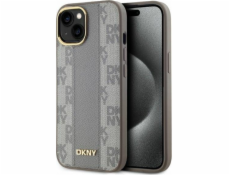 DKNY DKNY DKHMP15SPCPVSLE iPhone 15 6.1 béžový/béžový pevný obal Kožený kostkovaný mono vzor MagSafe