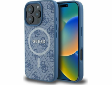 Guess Guess GUHMP16LG4GFRB iPhone 16 Pro 6.3 modro/modré pevné pouzdro 4G Ring Classic Logo MagSafe