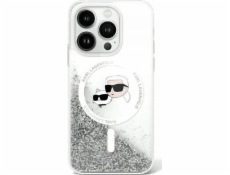 Karl Lagerfeld Karl Lagerfeld KLHMP15LLGKCSGH IPhone 15 Pro 6.1 pevné pouzdro transparentní Tekuté třpytky Karl&Choupette Head Magsafe