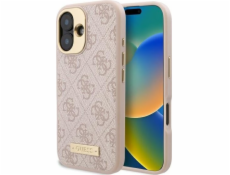 Guess Guess GUHMP16SU4GPRP iPhone 16 6.1 růžové/růžové pevné pouzdro 4G Logo Plate MagSafe