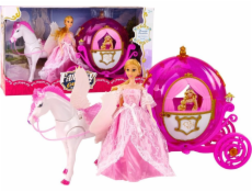 Kočár s koňskou panenkou Princezna Kočár Růžový Pegasus Set