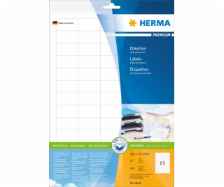 Herma Premium Labels 8629, A4, bílá, 38,1 x 21,2 mm, matn...