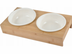 Homea keramické misky pro psy, 16 cm, na bambusovém stojanu