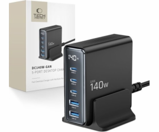 Nabíječka Tech-Protect TECH-PROTECT DC140W-GAN 5PORTOVÁ S...