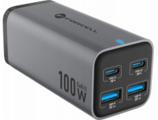 ForCell nabíječka FORCELL F-ENERGY GaN III VT-49 stolní nabíječka 2 x typ C + 2 x USB A PD QC4.0 SFC2.0 5A 100W šedá