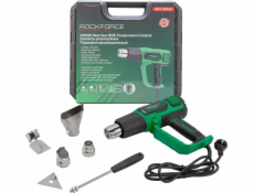 Elektrická horkovzdušná pistole Rockforce s tryskami (230V, 50/60Hz, 2000W, 60/350/600 stupňů, 50/300/500 l/min)