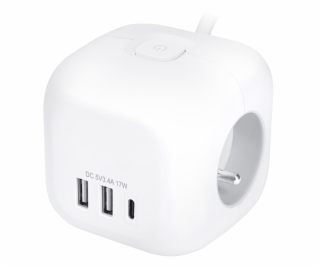 Solight 3z + USB A+C prodlužovací přívod - kostka, kabel ...