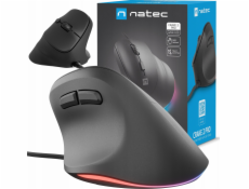 Vertikální myš Natec CRAKE 2 PRO/Vertikální/Optická/Pro praváky/12 400 DPI/Drátové USB-A/Černá