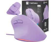 Vertikální myš Natec CRAKE 2 PRO/Vertikální/Optická/Pro praváky/12 400 DPI/Drátové USB-A/Fialová
