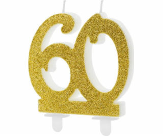 Svíčka Party Deco za 60 se zlatým třpytem - 1 univerzální...