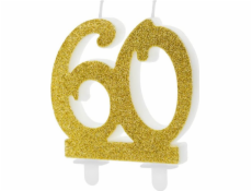 Svíčka Party Deco za 60 se zlatým třpytem - 1 univerzální položka