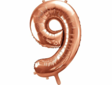 STRANY DECO Fly Balloon Number 9, 86 cm, růžové univerzální zlato