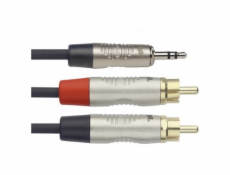 Stagg NUC1.5/MPS2CMR, kabel Jack 3,5 mm stereo - 2x RCA, 1,5m