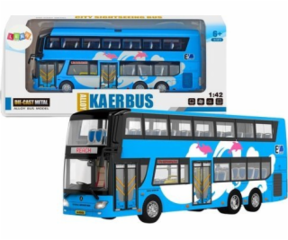 Dvoupatrový turistický autobus LeanToys 1:42 Kov světle m...