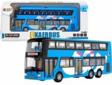 Dvoupatrový turistický autobus LeanToys 1:42 Kov světle modrý