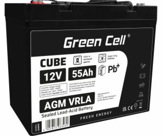 Green Cell CUBE AGM IP54 12V 55Ah VRLA Battery Gel deep c...