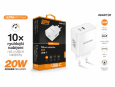 Rychlá nabíječka ALIGATOR PD 20W USB-C, bílá