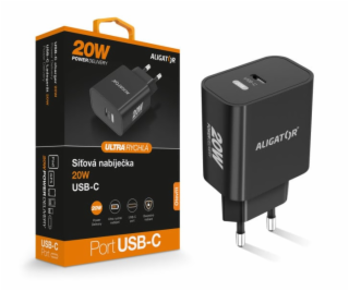 Rychlá nabíječka ALIGATOR PD 20W USB-C, černá