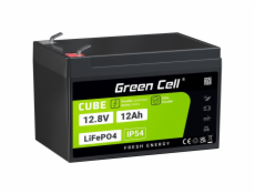Green Cell CUBE LiFePO4 baterie pro volný čas 12Ah 12,8V 153,6Wh solární baterie pro invalidní vozík, hračky, skútry, sekačky na t