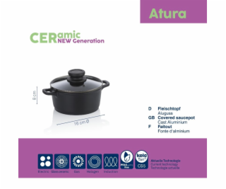 Hrnec Atura litý hliník černý 16 cm 1 l KL-15169