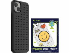 Pinit Pouzdro Set Pinit Dynamic + Emoji Pin pro iPhone 14 Plus 6.7 černá/černý vzor 1