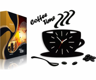 ModernClock Nástěnné kuchyňské hodiny - SATÉNOVÝ HRNEK BÍLÝ
