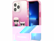 Karl Lagerfeld Karl Lagerfeld KLHCP13LTGKCP pevný kryt pro iPhone 13 Pro / 13 6.1 růžovo-růžový gradientní Ikonik Karl & Choupette