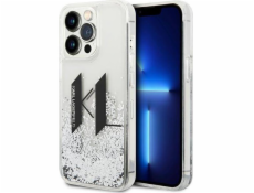 Karl Lagerfeld Pouzdro Karl Lagerfeld Liquid Glitter Big KL HardCase pro iPhone 14 Pro stříbrné