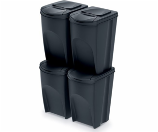 Prosperplast Odpadkový koš pro třídění 4 x 35L černý (IKW...