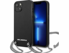Karl Lagerfeld Karl Lagerfeld KLHCP13SPMK pevný kryt pro iPhone 13 mini 5.4 černý/černý s texturou kůže a řetízkem