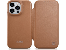 iCarer iCarer CE Premium Leather Folio Case pro iPhone 14 Pro, kožené pouzdro s magnetickým flipem MagSafe, hnědé (WMI14220714-BN)
