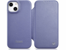 iCarer iCar CE Premium Leather Folio Case iPhone 14 Plus Kožené pouzdro s magnetickým flipem Magnetic MagSafe světle fialové (WMI14220715-LP)
