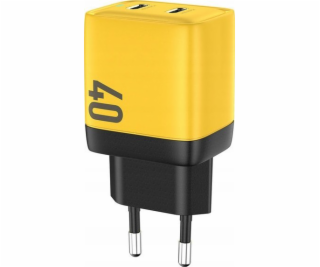 WEKOME 2x USB-C super rychlá nabíječka GaN 40W žlutá