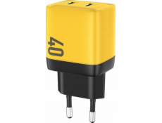 WEKOME 2x USB-C super rychlá nabíječka GaN 40W žlutá