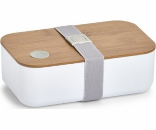 Zeller Obědový box, plast/bambus, bílý, 19,3 x 11,8 x 6,8 cm