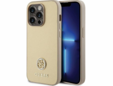 Guess Guess GUHCP15LPS4DGPD pevný kryt pro iPhone 15 Pro 6.1 zlatý/zlatý s kovovým logem Strass