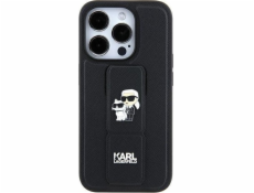 Karl Lagerfeld Karl Lagerfeld KLHCN61GSAKCPK pevný kryt pro iPhone 11 / Xr 6.1 černá/černá, stojánek, saffiano pinzetky Karl&Choupette