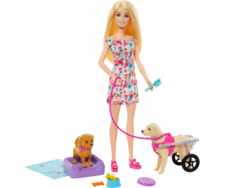 Mattel Sada panenky Barbie a psa v kočárku (HTK37)