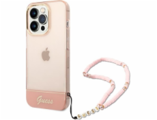 Guess Pouzdro Guess GUHCP14XHGCOHP Apple iPhone 14 Pro Max růžové/růžové pevné pouzdro s průsvitným perleťovým řemínkem